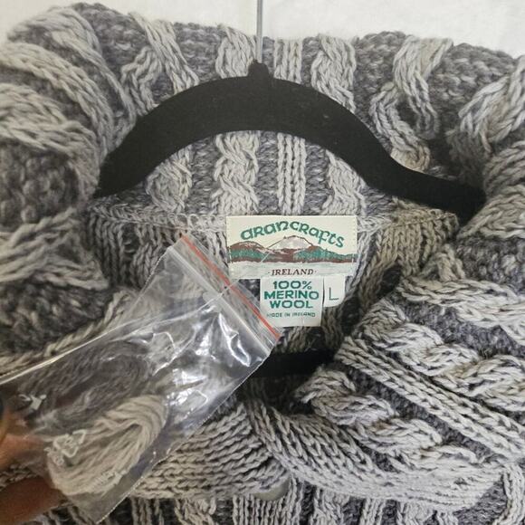 Aaron Craft NWT L Gray 100% Merino Wool Buttondown Grandpa VibeSweater Fisherman - Picture 13 of 16